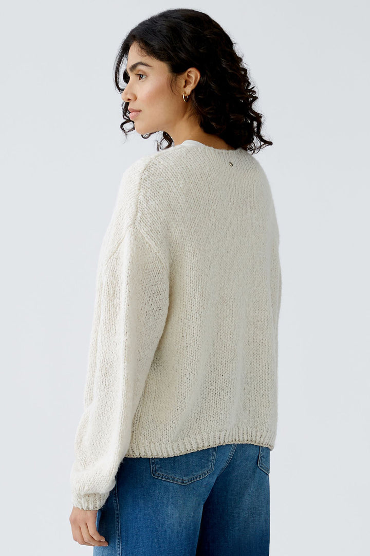 Oui Cardigan Off White Chunky Knit 91963 1021 - Olivia Grace Fashion