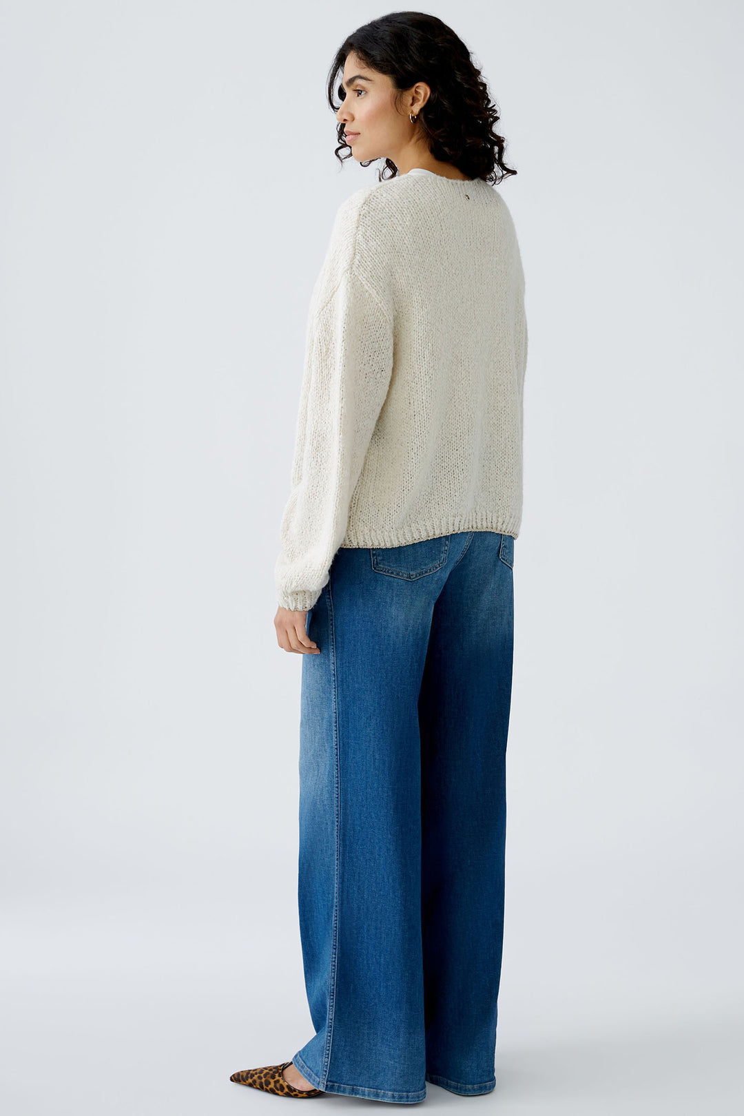 Oui Cardigan Off White Chunky Knit 91963 1021 - Olivia Grace Fashion