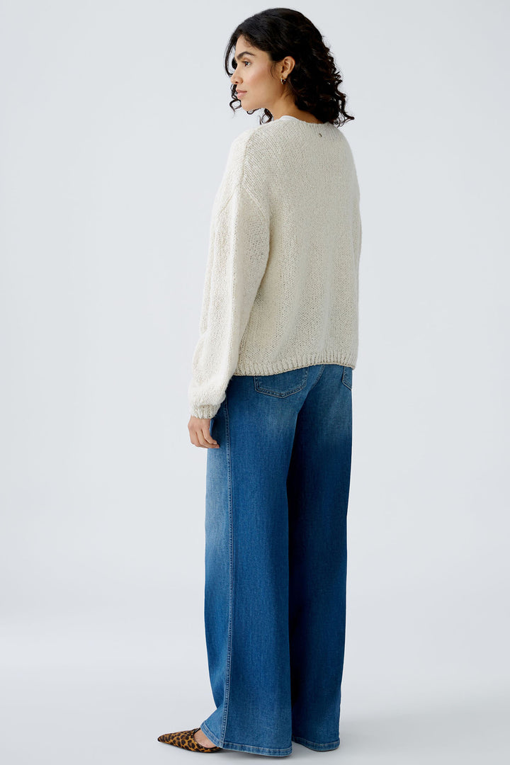 Oui Cardigan Off White Chunky Knit 91963 1021 - Olivia Grace Fashion