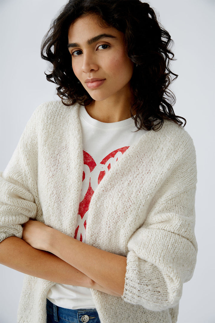 Oui Cardigan Off White Chunky Knit 91963 1021 - Olivia Grace Fashion