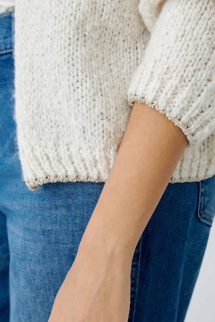 Oui Cardigan Off White Chunky Knit 91963 1021 - Olivia Grace Fashion