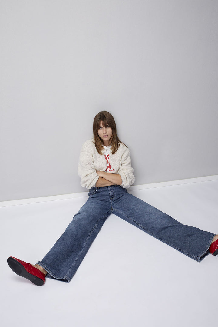 Oui Cardigan Off White Chunky Knit 91963 1021 - Olivia Grace Fashion