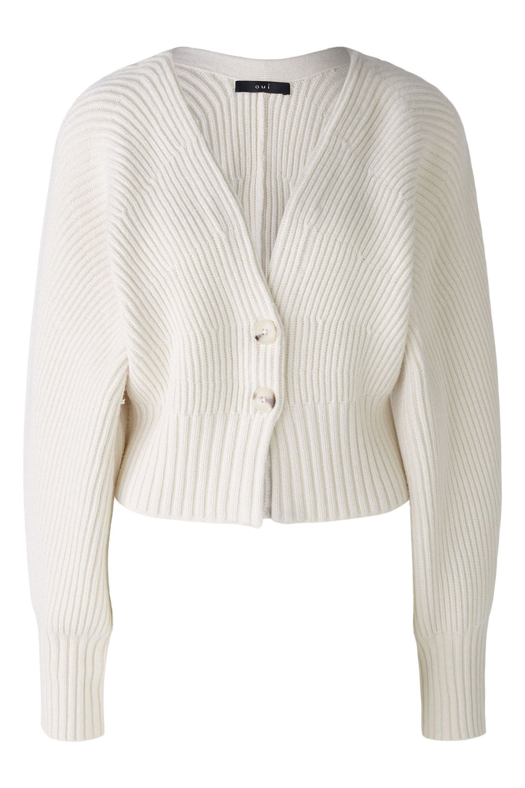Oui Cardigan Off White Cream Two Button Ribbed 86691-1021 - Olivia Grace Fashion