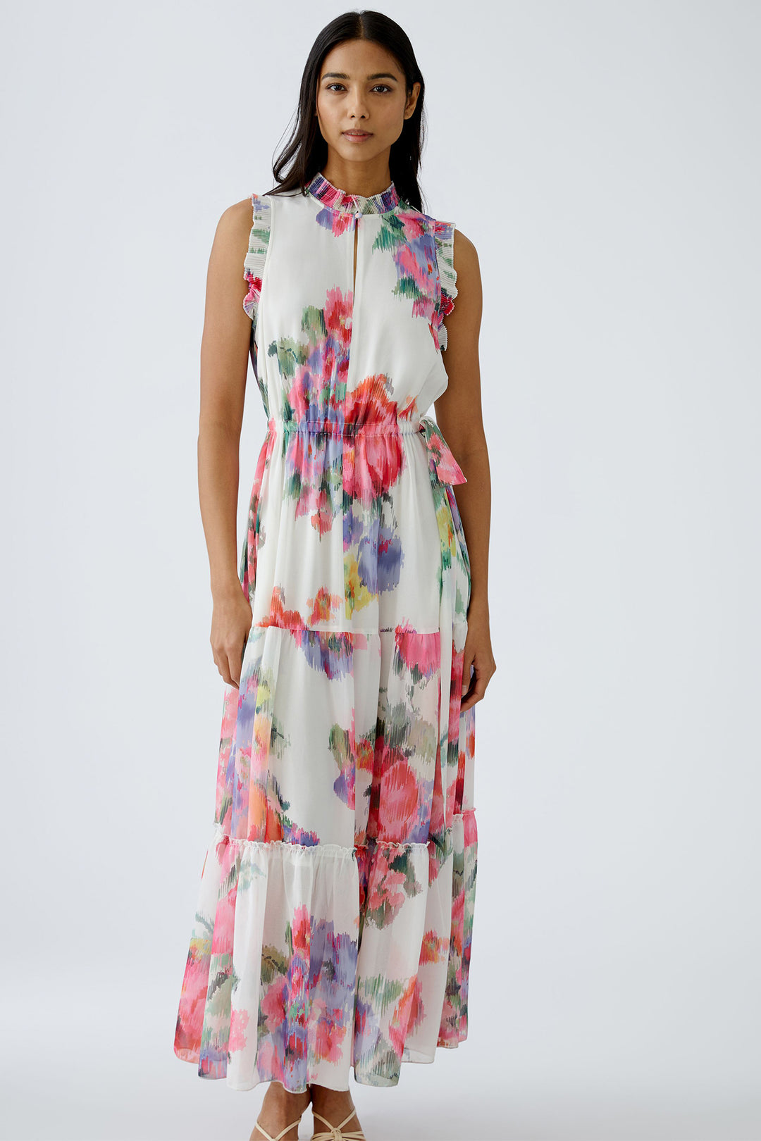 Oui Dress High Neck Floral Print 92857 0336 - Olivia Grace Fashion