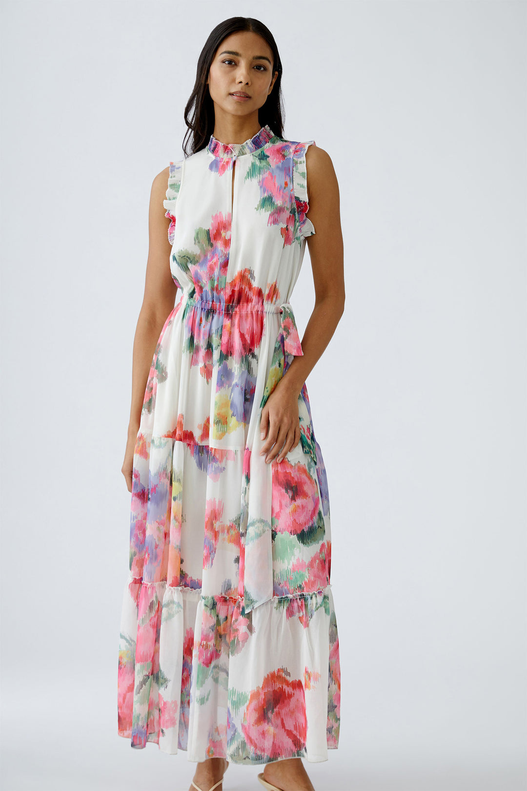 Oui Dress High Neck Floral Print 92857 0336 - Olivia Grace Fashion