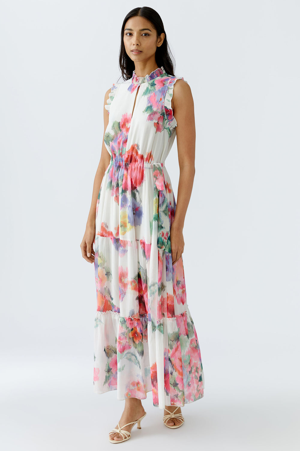 Oui Dress High Neck Floral Print 92857 0336 - Olivia Grace Fashion