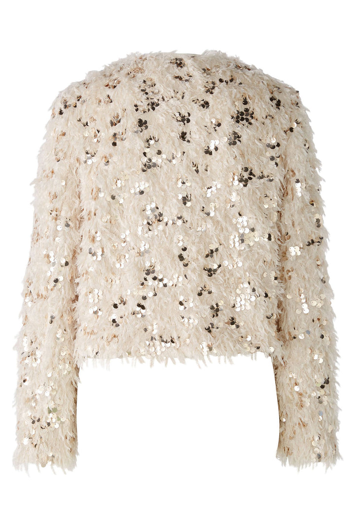 Oui Jacket Off White Cream Camel Sequin Detail 88857-0117 - Olivia Grace Fashion