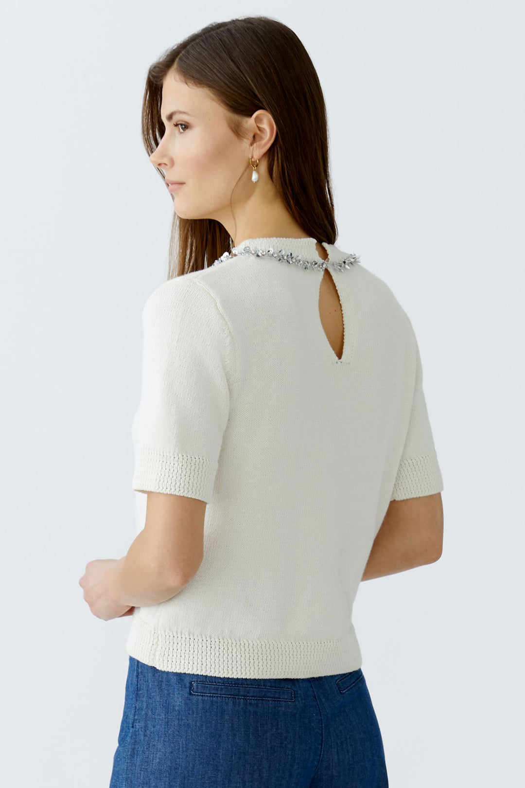 Oui Jumper 93934 Short Sleeve Pristine White 1030 - Olivia Grace Fashion