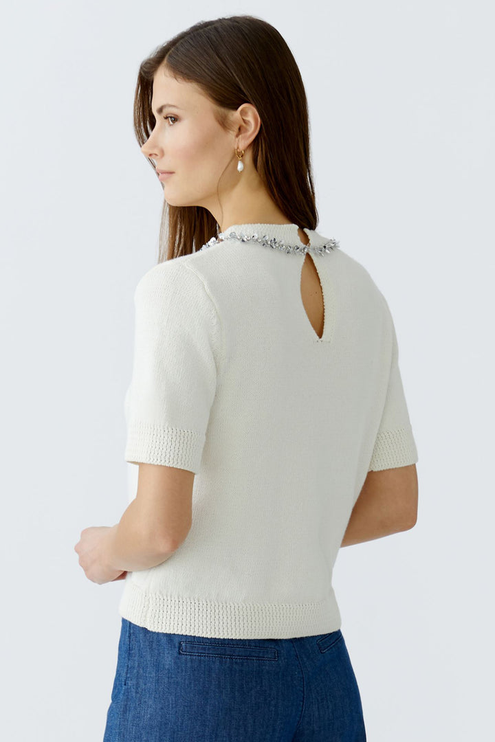 Oui Jumper 93934 Short Sleeve Pristine White 1030 - Olivia Grace Fashion