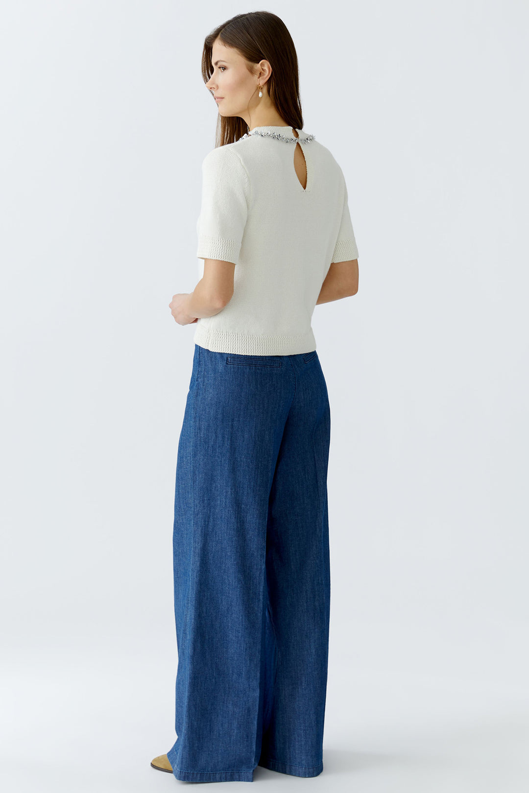 Oui Jumper 93934 Short Sleeve Pristine White 1030 - Olivia Grace Fashion