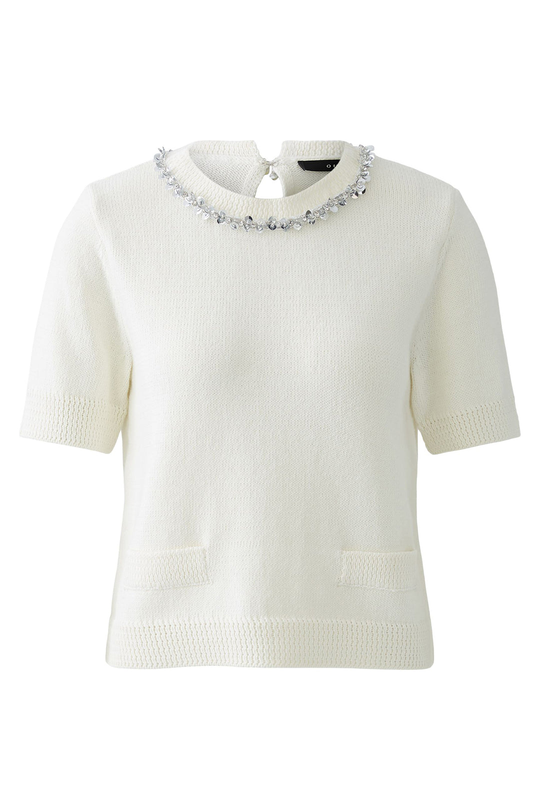 Oui Jumper 93934 Short Sleeve Pristine White 1030 - Olivia Grace Fashion