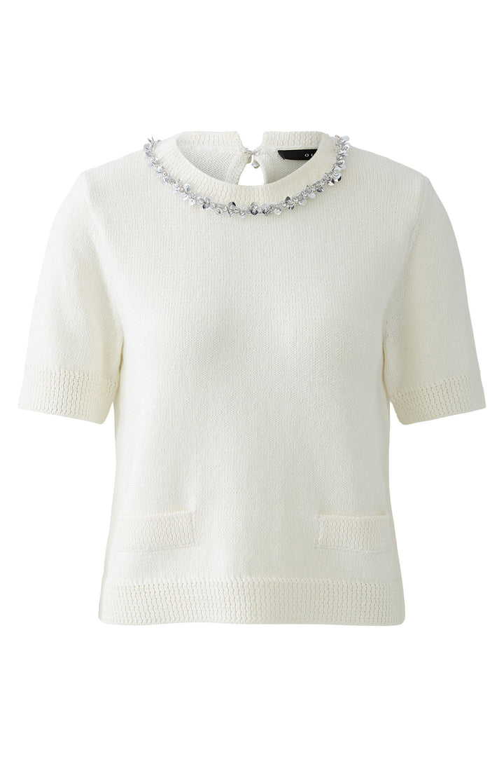 Oui Jumper 93934 Short Sleeve Pristine White 1030 - Olivia Grace Fashion