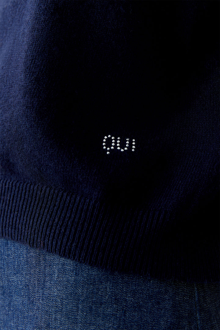 Oui Jumper 94150 Short Sleeve Dark Blue 5742 - Olivia Grace Fashion