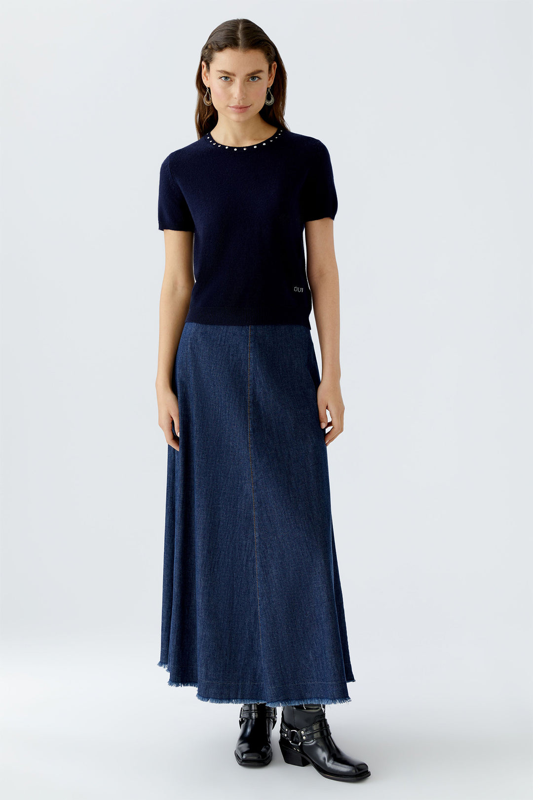 Oui Jumper 94150 Short Sleeve Dark Blue 5742 - Olivia Grace Fashion