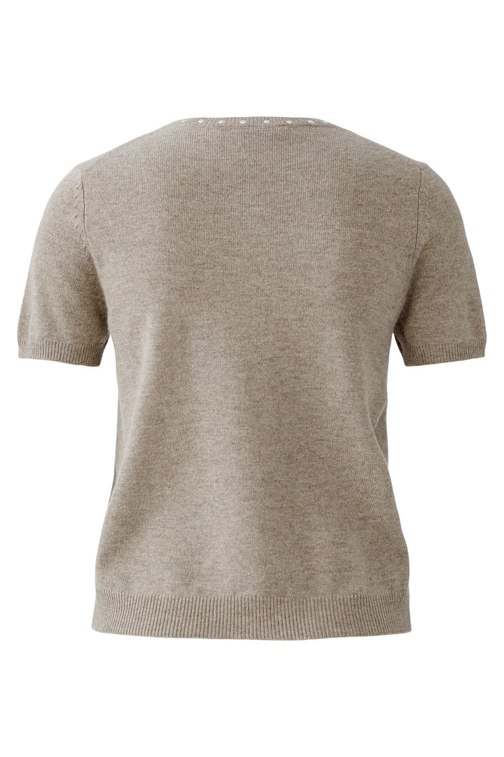 Oui Jumper 94150 Short Sleeve Smokey Taupe 8151 - Olivia Grace Fashion