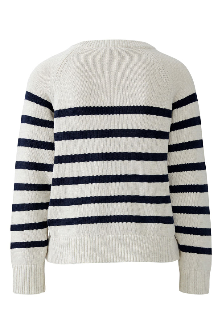 Oui Jumper 94279 Striped White Navy Blue 0105 - Olivia Grace Fashion