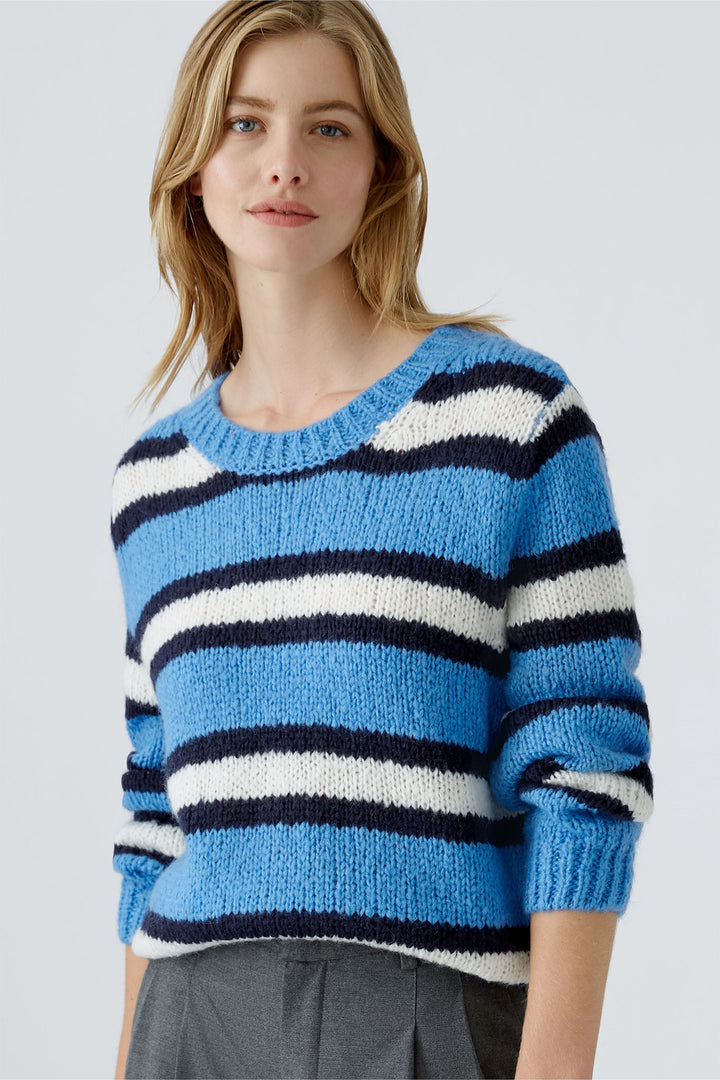 Oui Jumper Blue White Stripe 89937-0531 - Olivia Grace Fashion