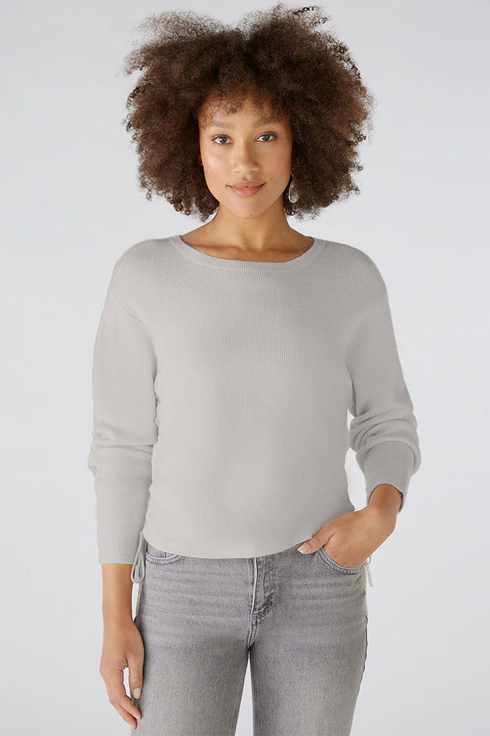 Oui Jumper Cool Taupe Wide Neck 89168-8055 - Olivia Grace Fashion