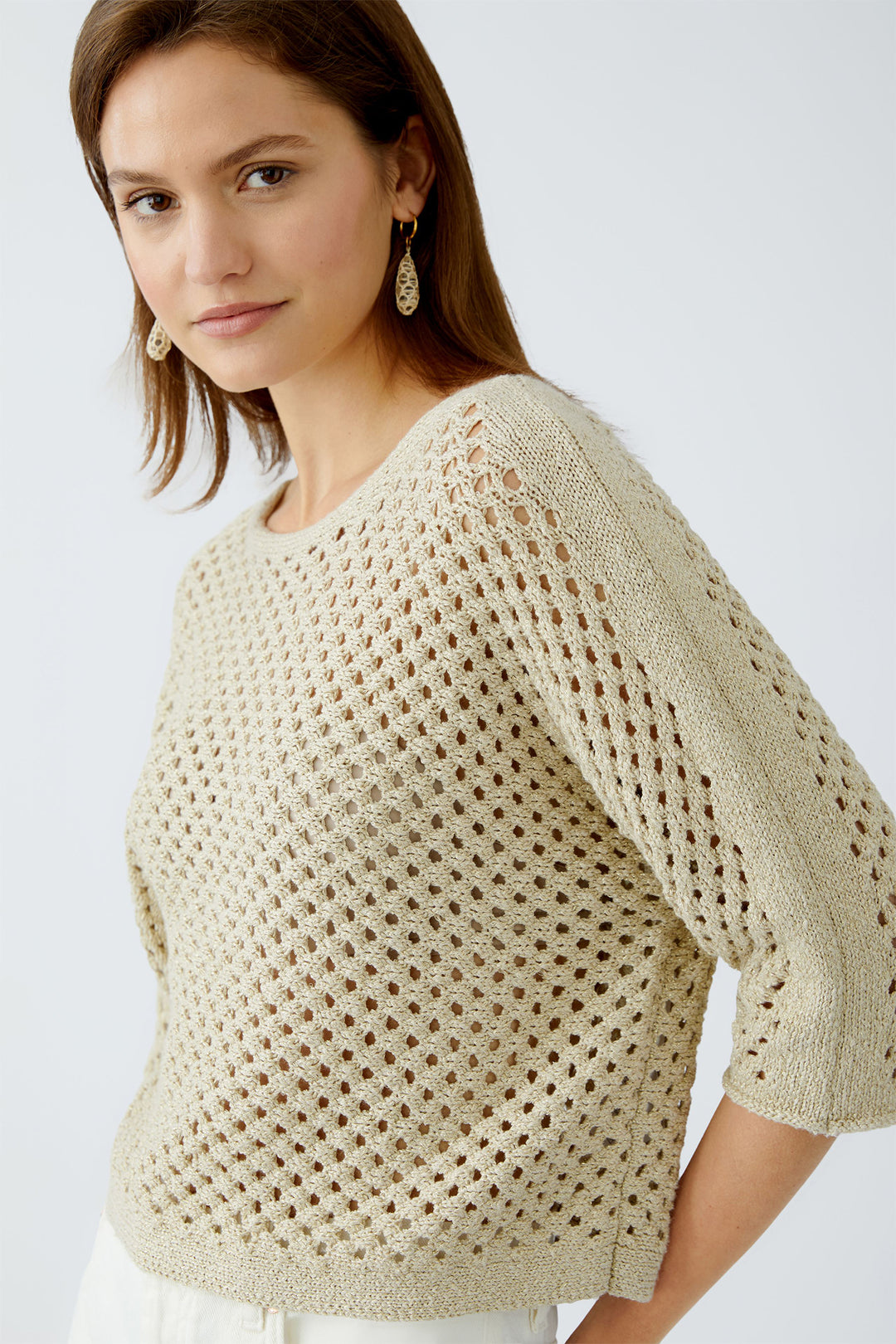 Oui Jumper Gold Stone 93319 0767 - Olivia Grace Fashion