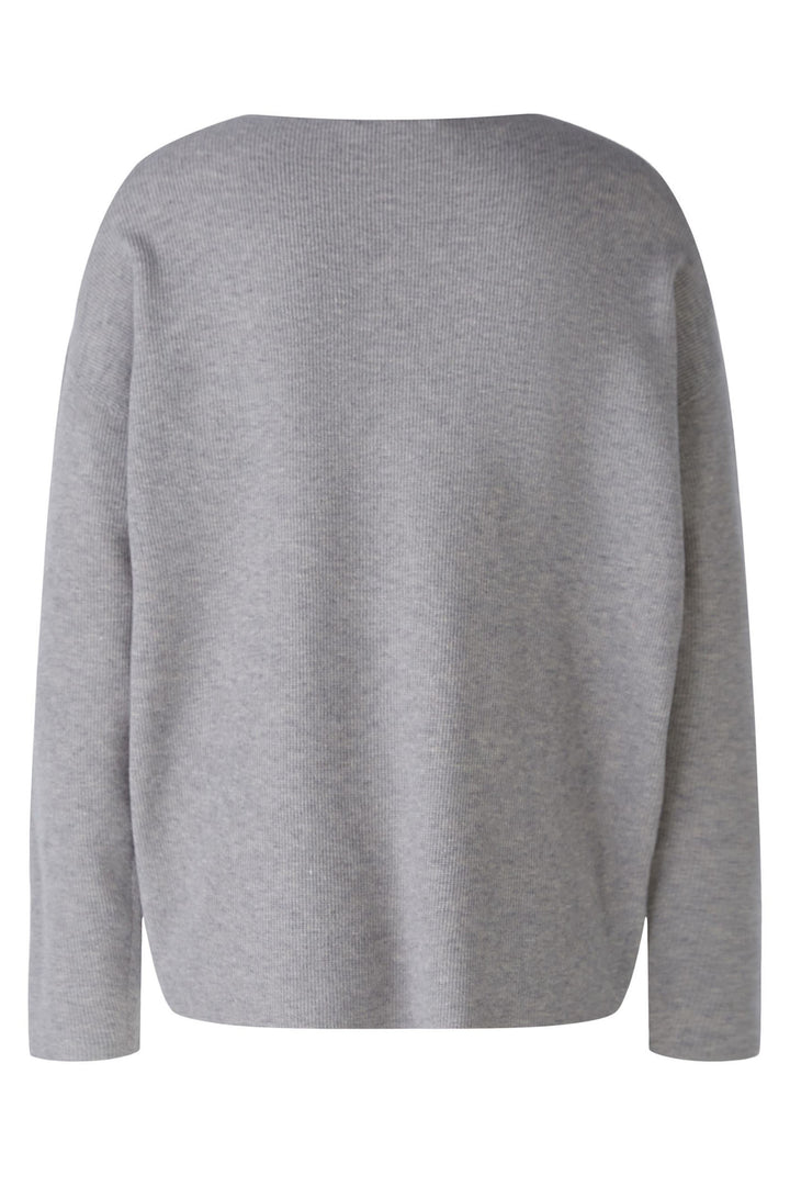 Oui Jumper Grey River Stone V-Neck 89057-9373