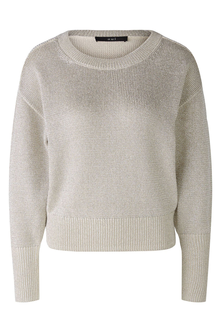 Oui Jumper Light Gold Round Neck 89625-7610 - Olivia Grace Fashion