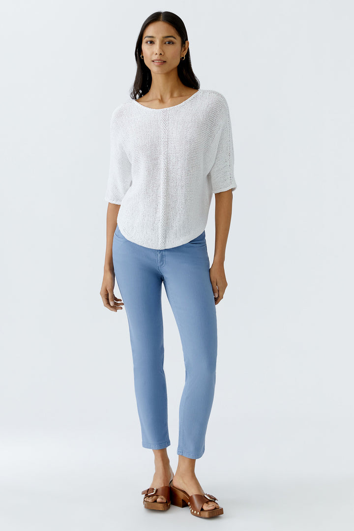 Oui Jumper Optic White Loose Knit Wide Neck 92981 1002 - Olivia Grace Fashion