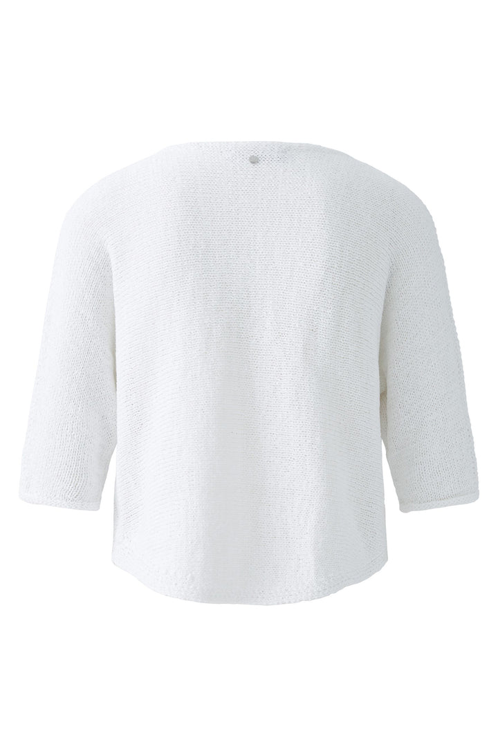 Oui Jumper Optic White Loose Knit Wide Neck 92981 1002 - Olivia Grace Fashion