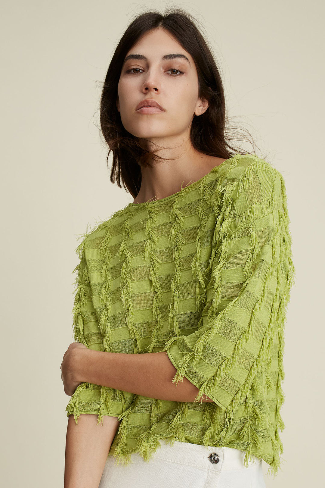 Oui Jumper Pea Green 93318 6206 - Olivia Grace Fashion
