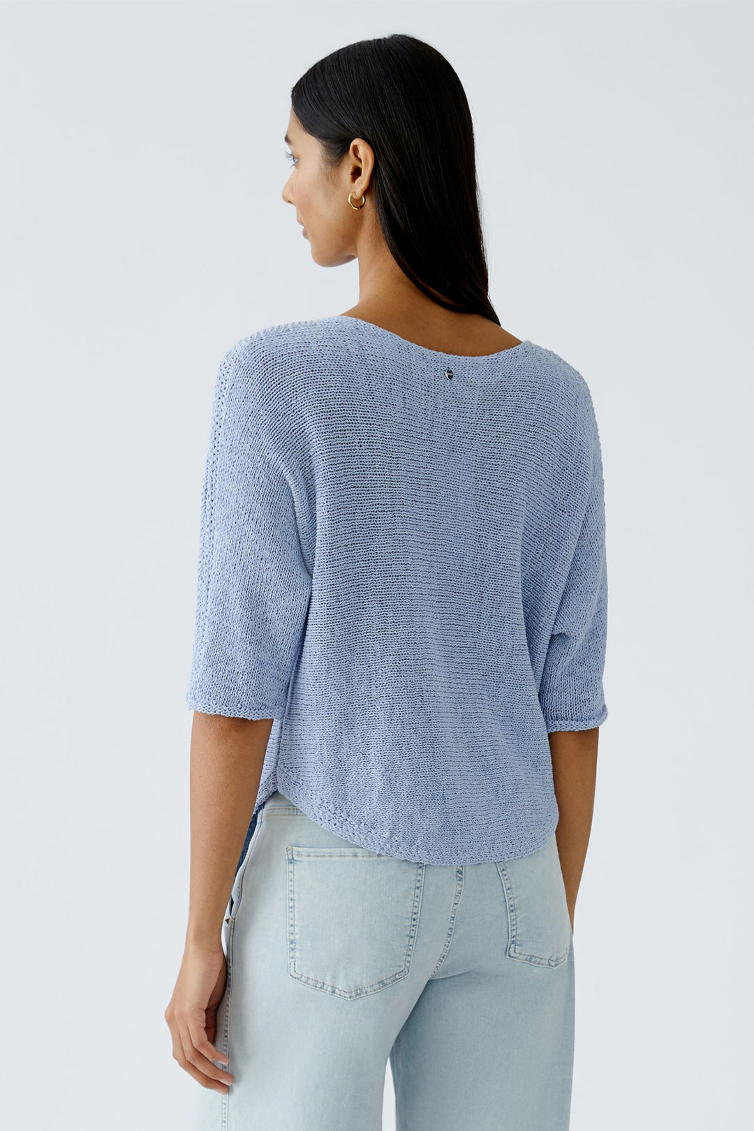 Oui Jumper Powder Blue Loose Knit Wide Neck 92981 5090