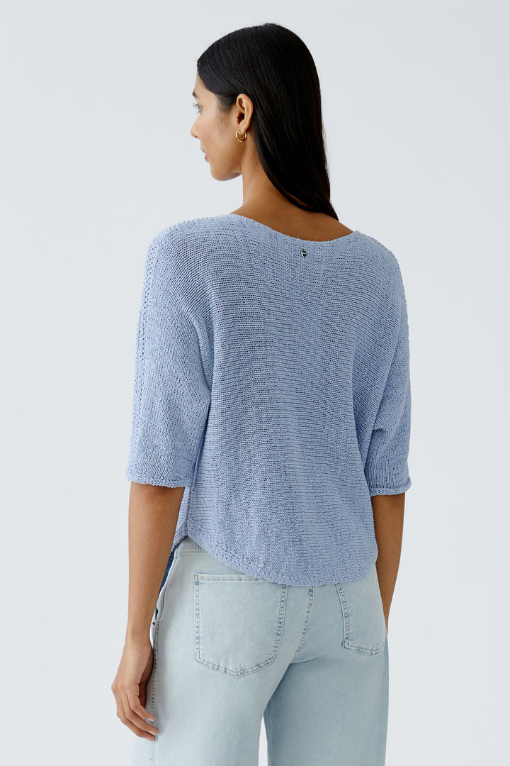 Oui Jumper Powder Blue Loose Knit Wide Neck 92981 5090