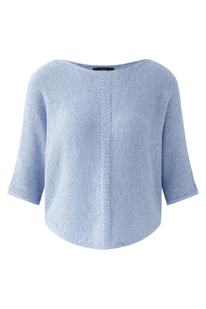 Oui Jumper Powder Blue Loose Knit Wide Neck 92981 5090
