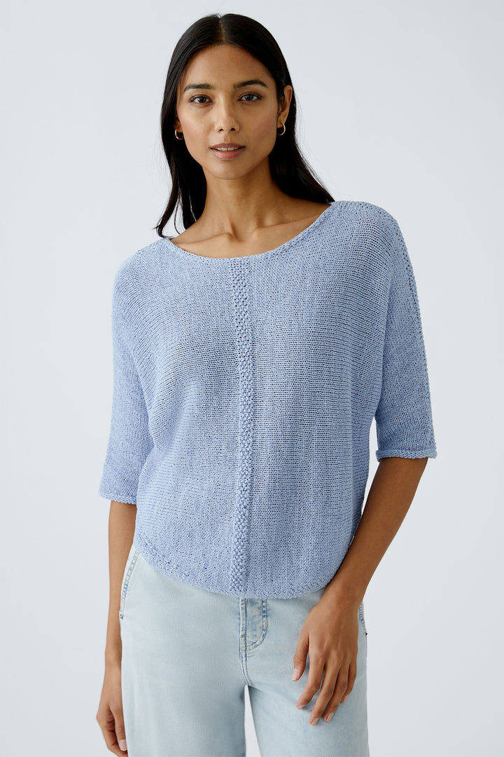 Oui Jumper Powder Blue Loose Knit Wide Neck 92981 5090