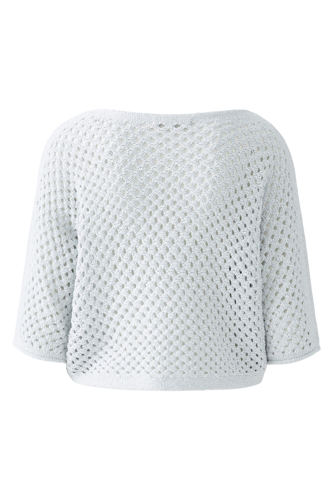 Oui Jumper Silver Mesh Knit Boat Neck 93319 9680 - Olivia Grace Fashion