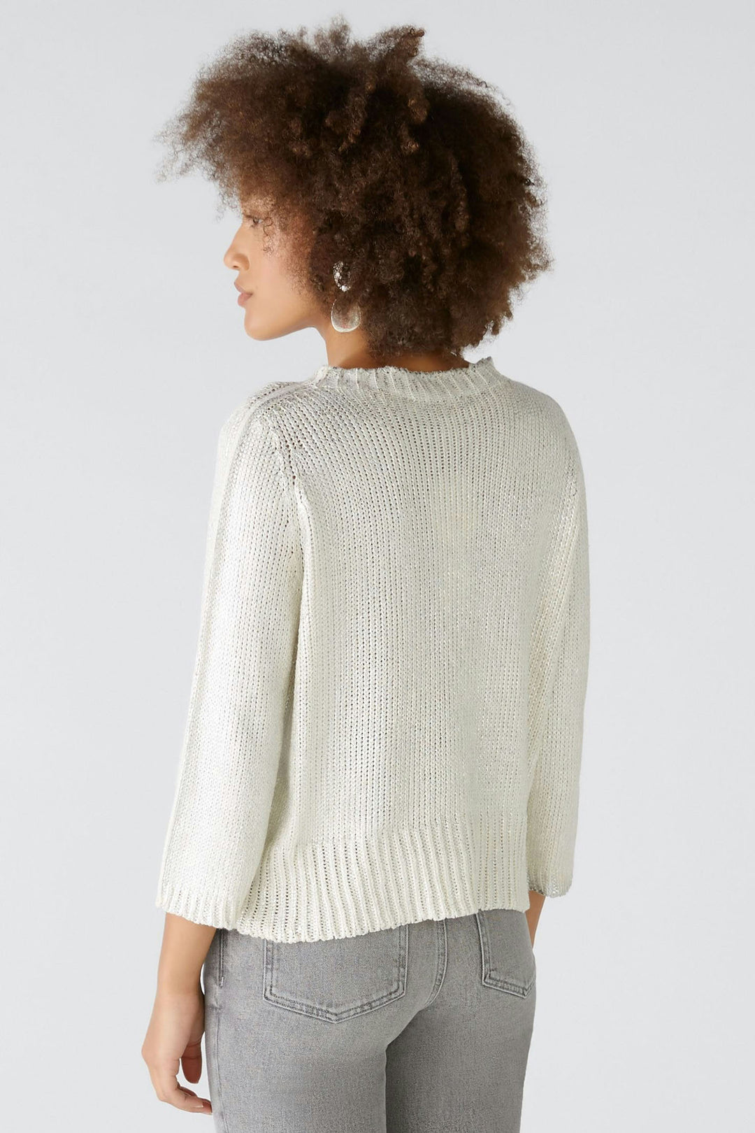 Oui Jumper White Silver Gunmetal Glitter 89200-9674 - Olivia Grace Fashion