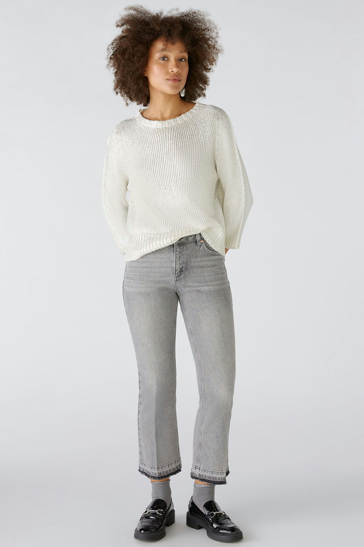 Oui Jumper White Silver Gunmetal Glitter 89200-9674 - Olivia Grace Fashion