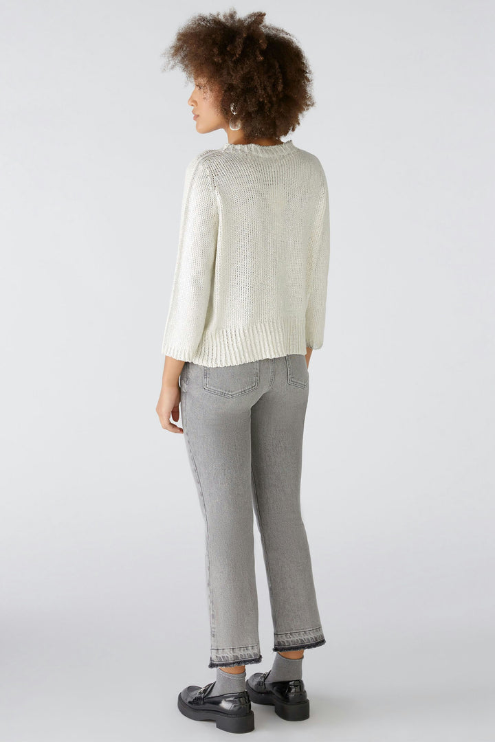 Oui Jumper White Silver Gunmetal Glitter 89200-9674 - Olivia Grace Fashion