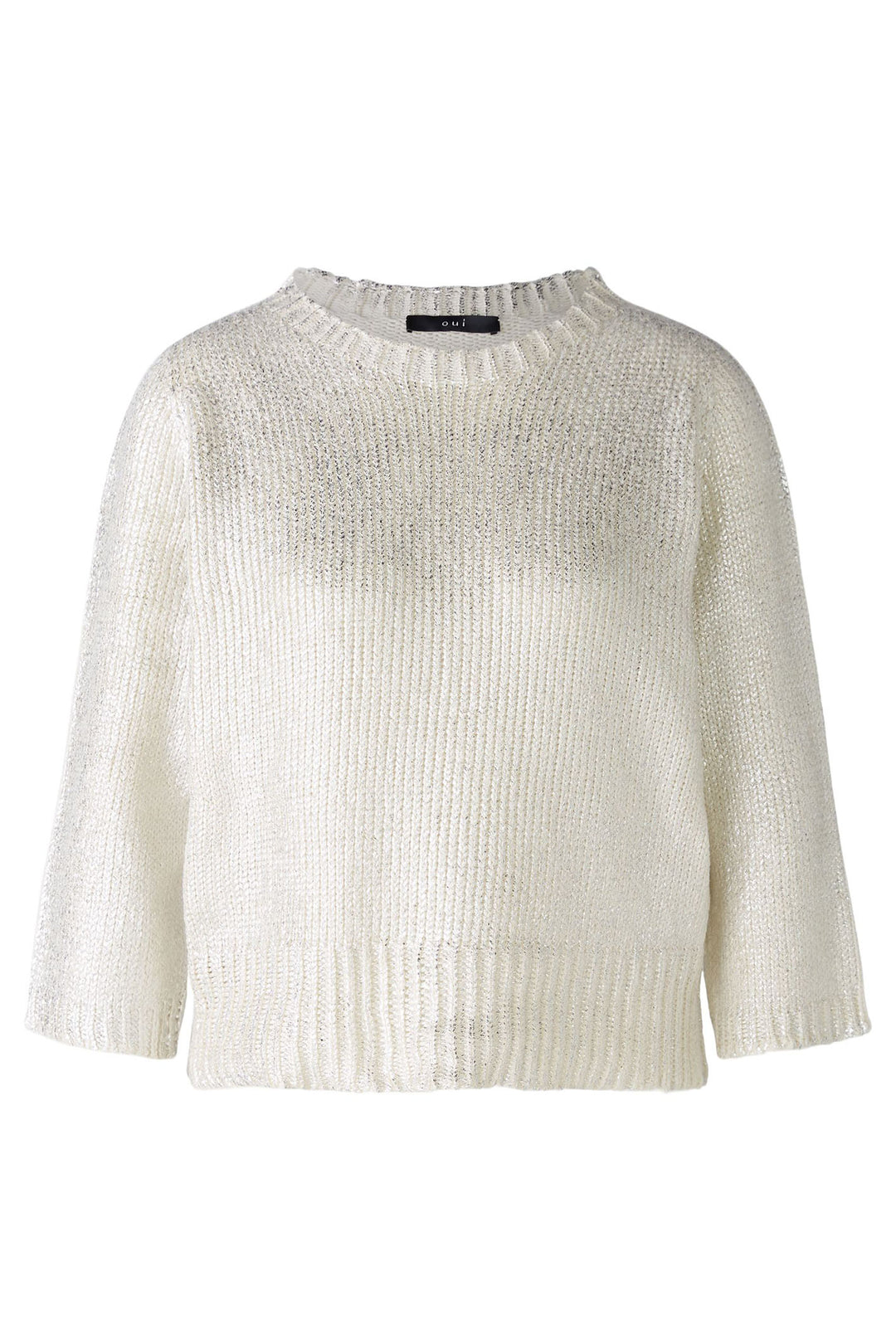 Oui Jumper White Silver Gunmetal Glitter 89200-9674 - Olivia Grace Fashion