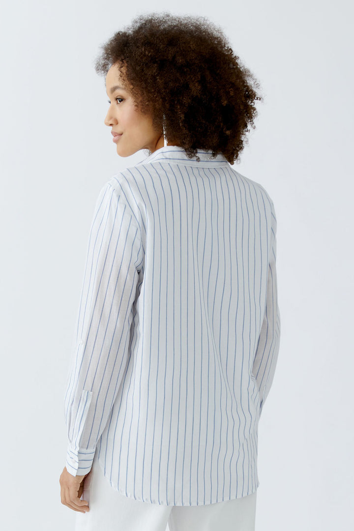Oui Long Shirt White Blue Stripe 93139 0105 - Olivia Grace Fashion