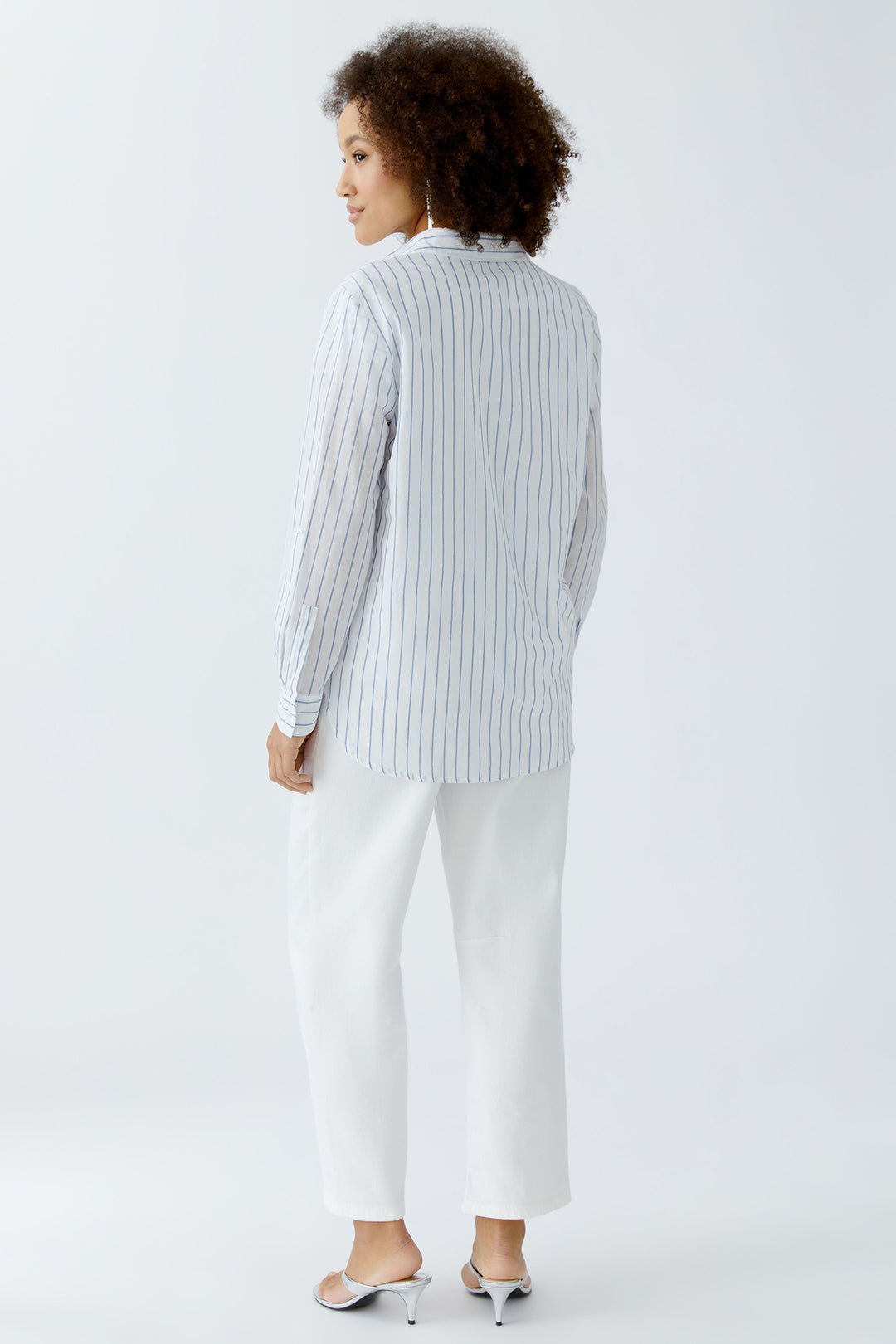 Oui Long Shirt White Blue Stripe 93139 0105 - Olivia Grace Fashion