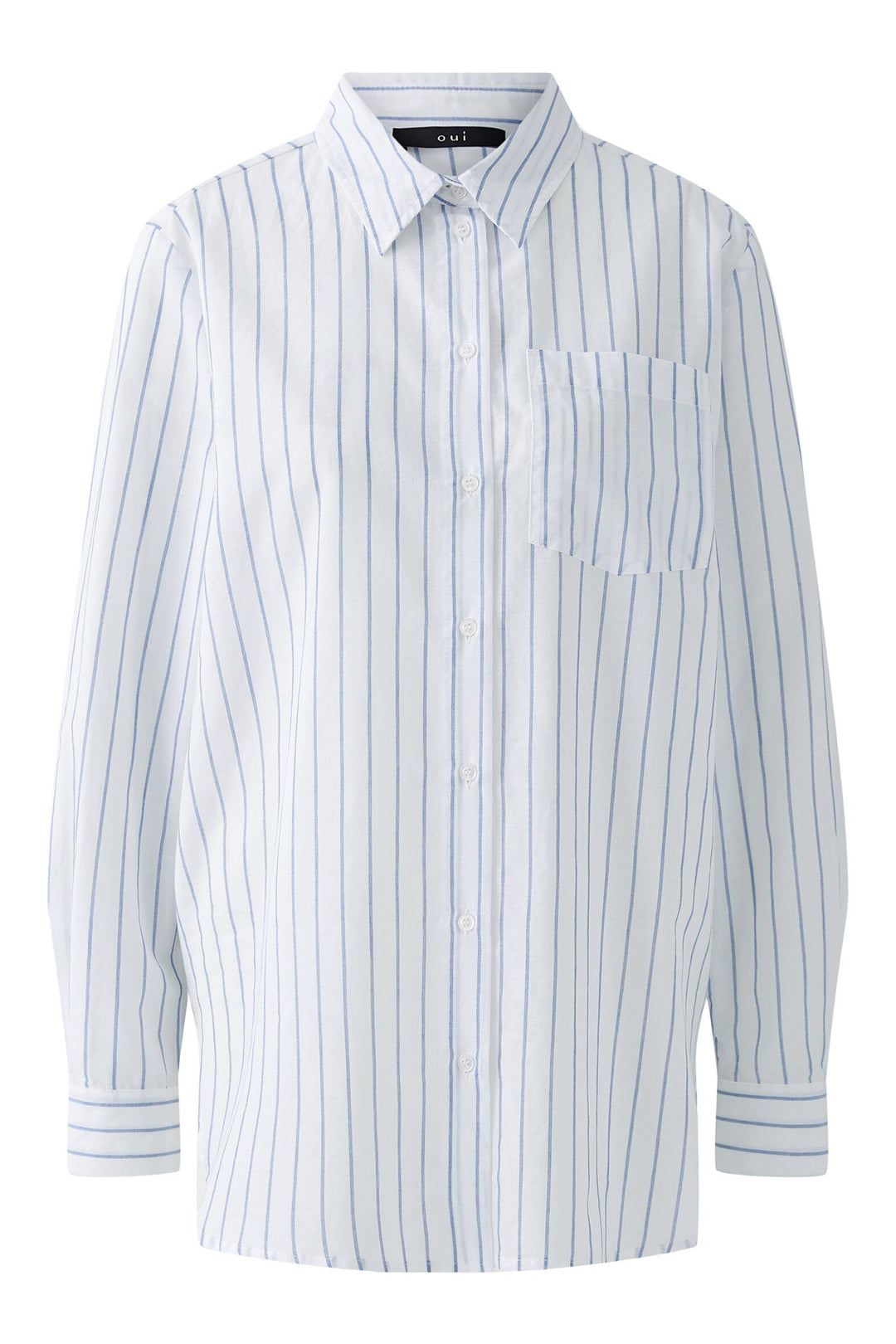 Oui Long Shirt White Blue Stripe 93139 0105 - Olivia Grace Fashion