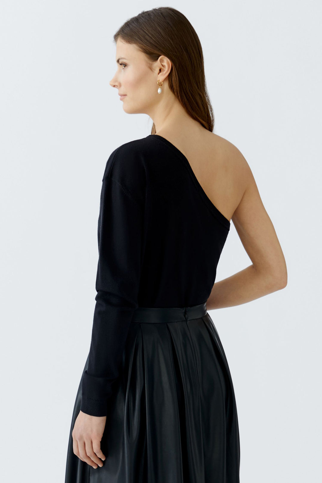 Oui One Shoulder Jumper 93922 Black 9990 - Olivia Grace Fashion