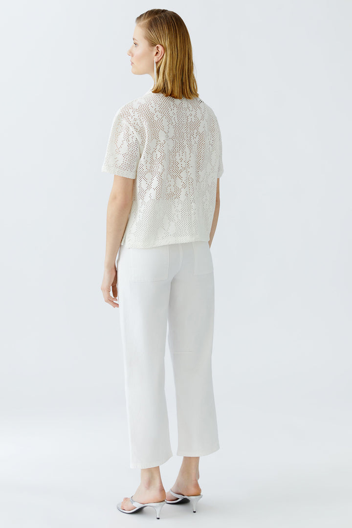 Oui Polo Short Split Neck Cloud Dancer White 92988 1006 - Olivia Grace Fashion