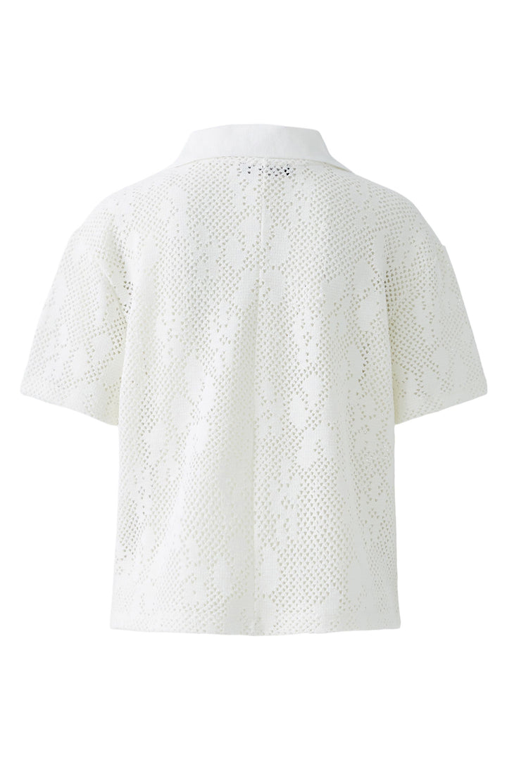 Oui Polo Short Split Neck Cloud Dancer White 92988 1006 - Olivia Grace Fashion