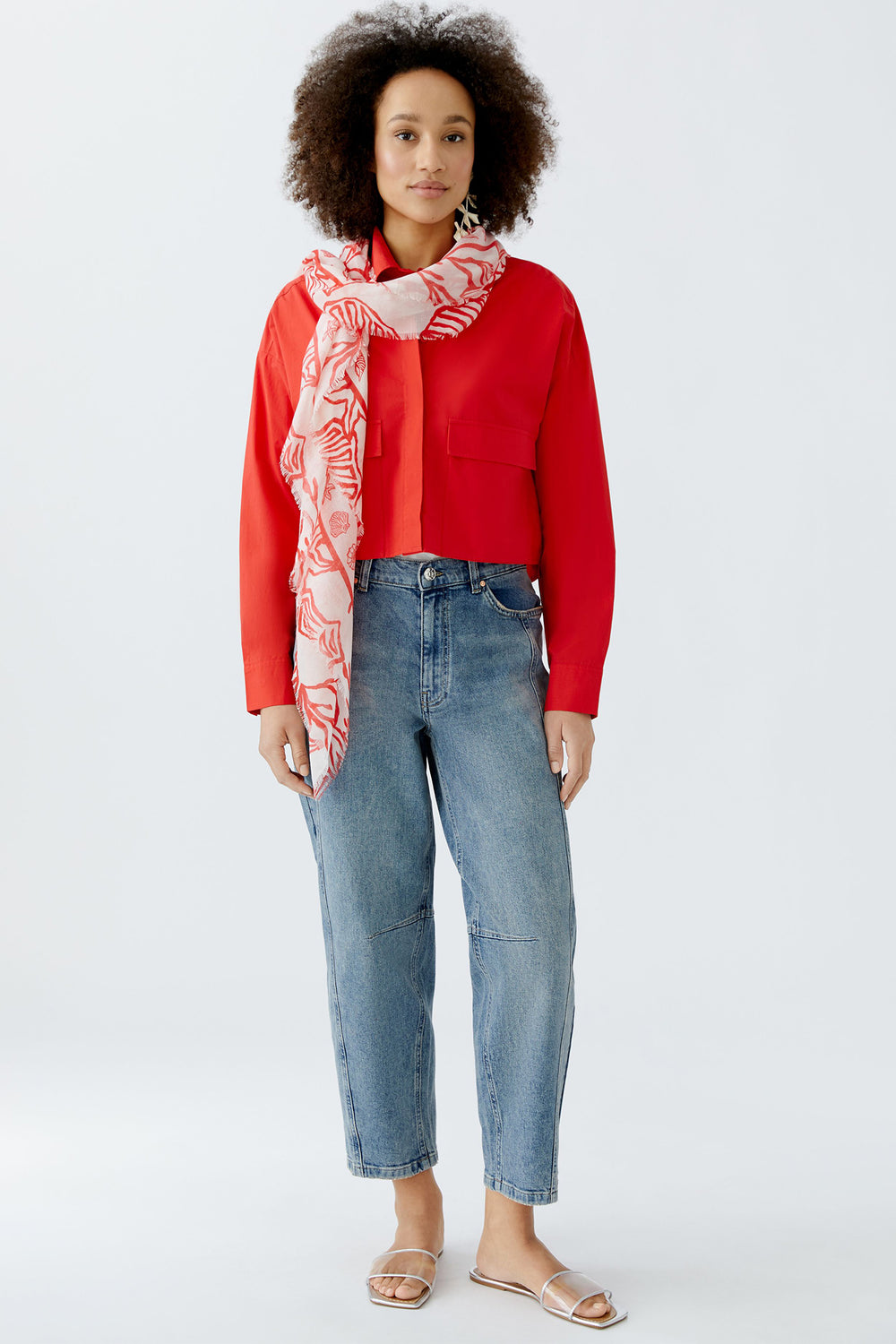 Oui Scarf 93744 White Red - Olivia Grace Fashion