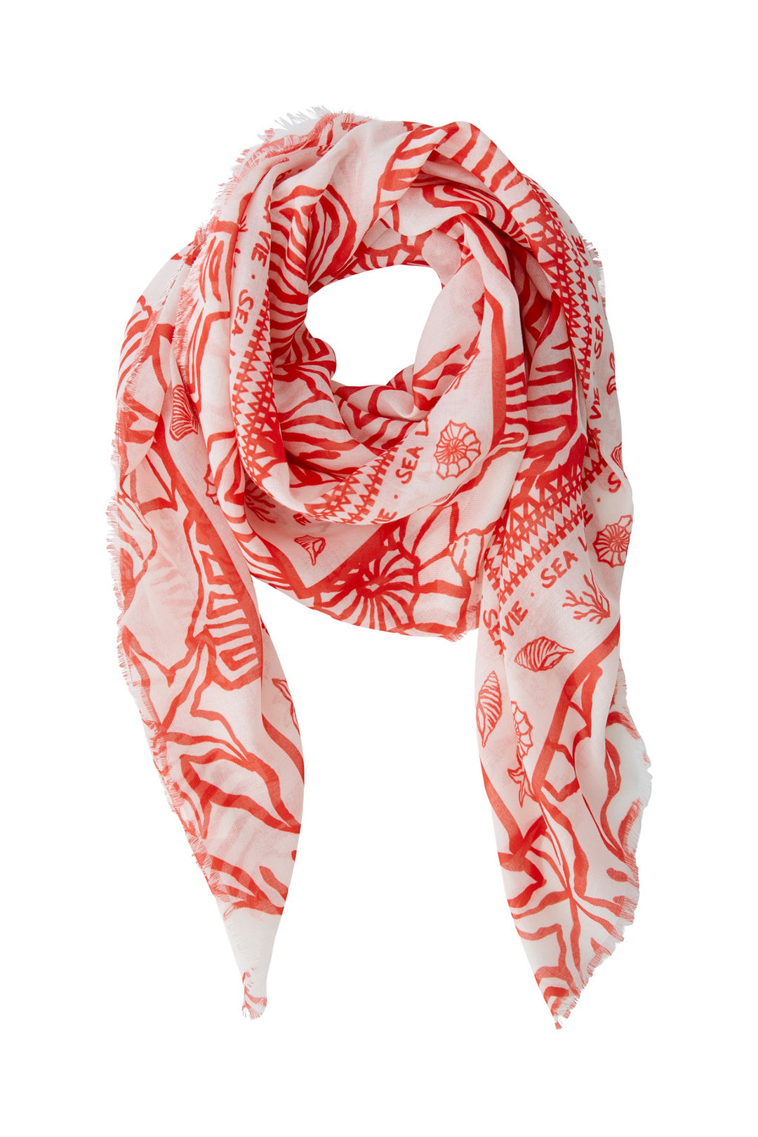 Oui Scarf 93744 White Red - Olivia Grace Fashion