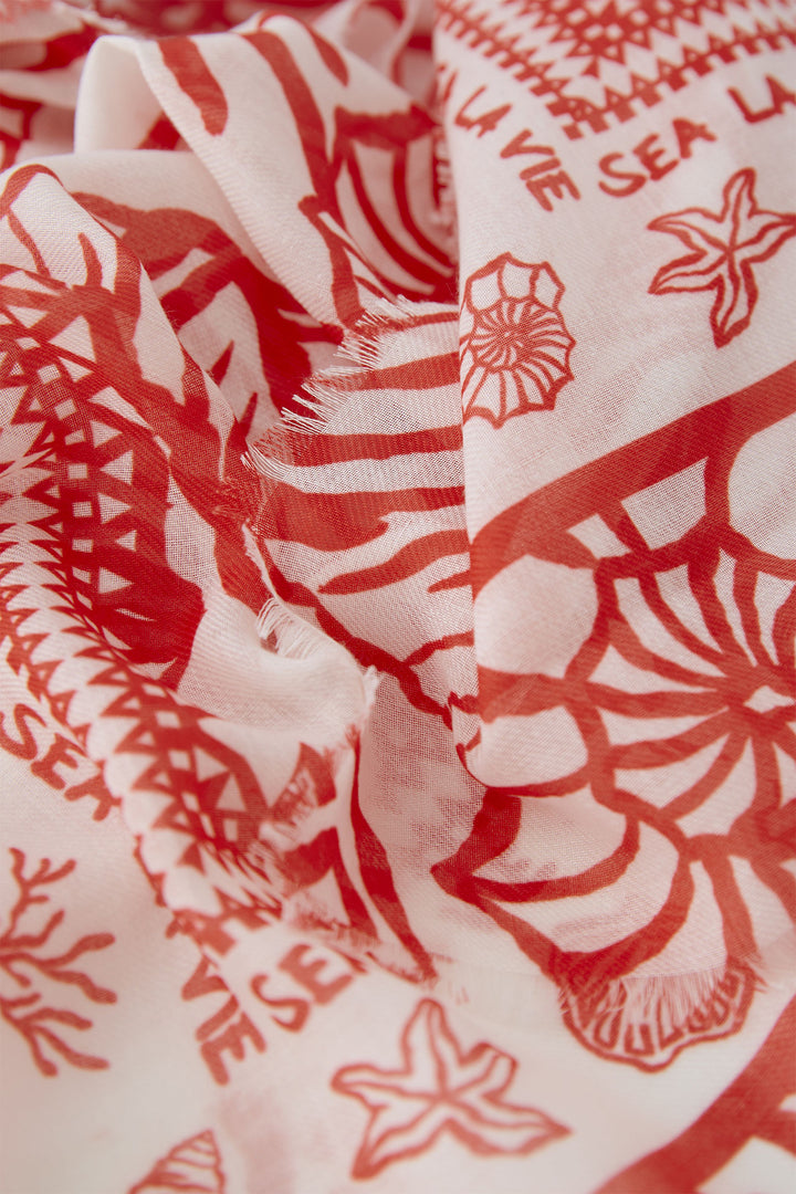 Oui Scarf 93744 White Red - Olivia Grace Fashion