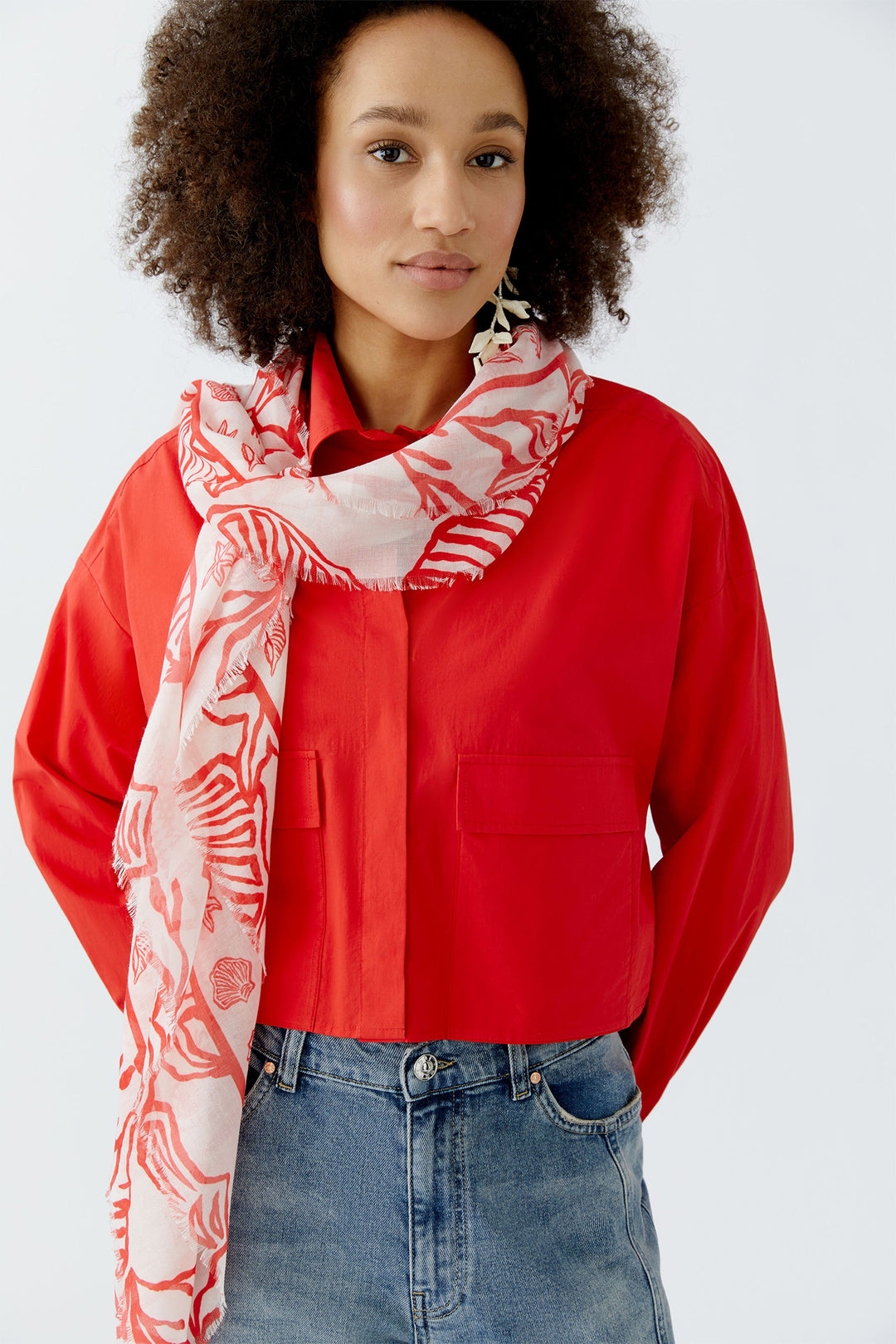 Oui Scarf 93744 White Red - Olivia Grace Fashion