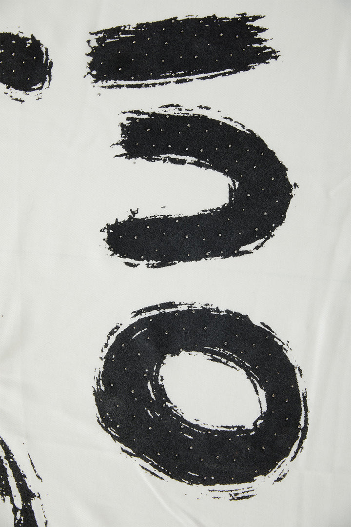 Oui Scarf 95136 White Black 0109 - Olivia Grace Fashion