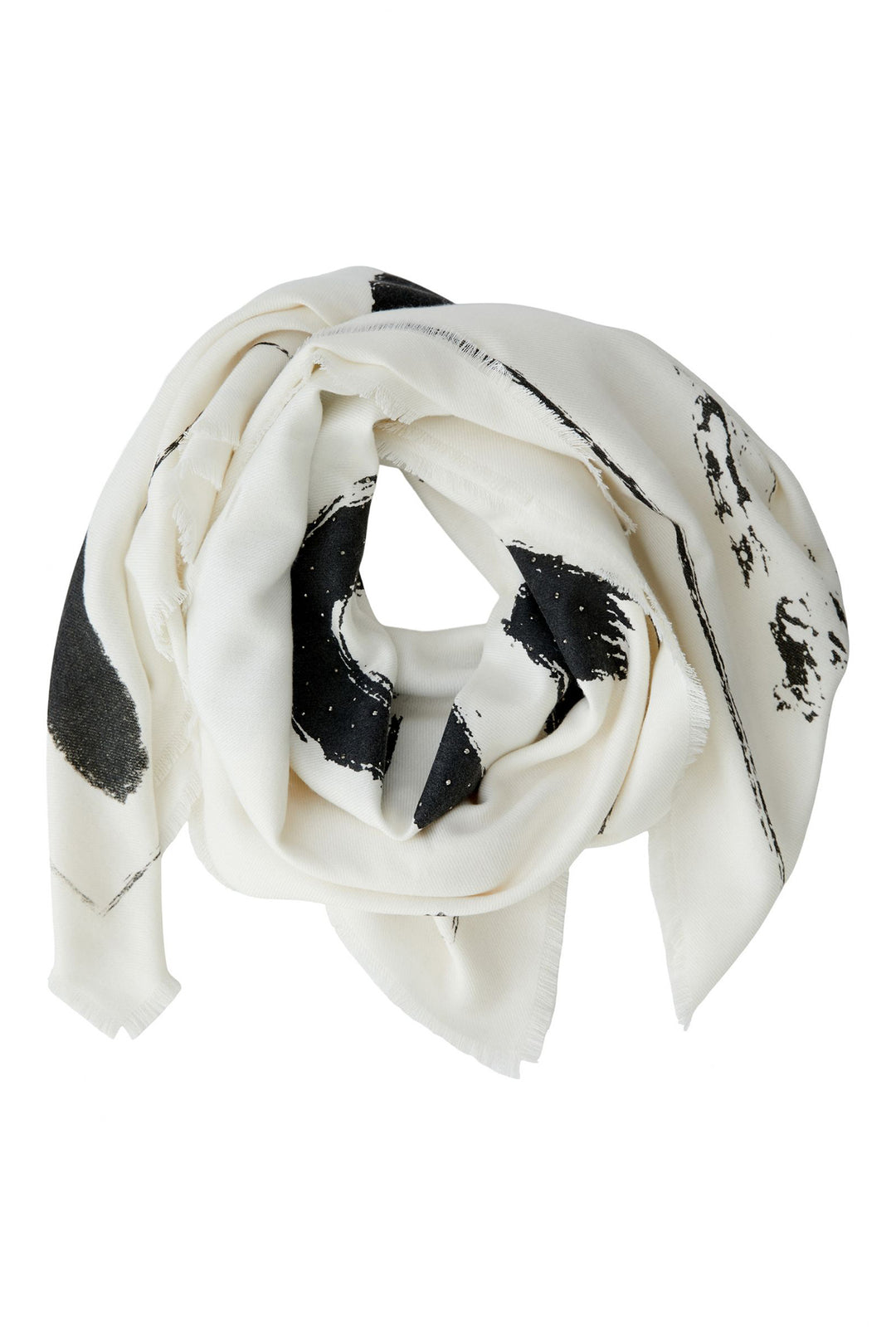 Oui Scarf 95136 White Black 0109 - Olivia Grace Fashion