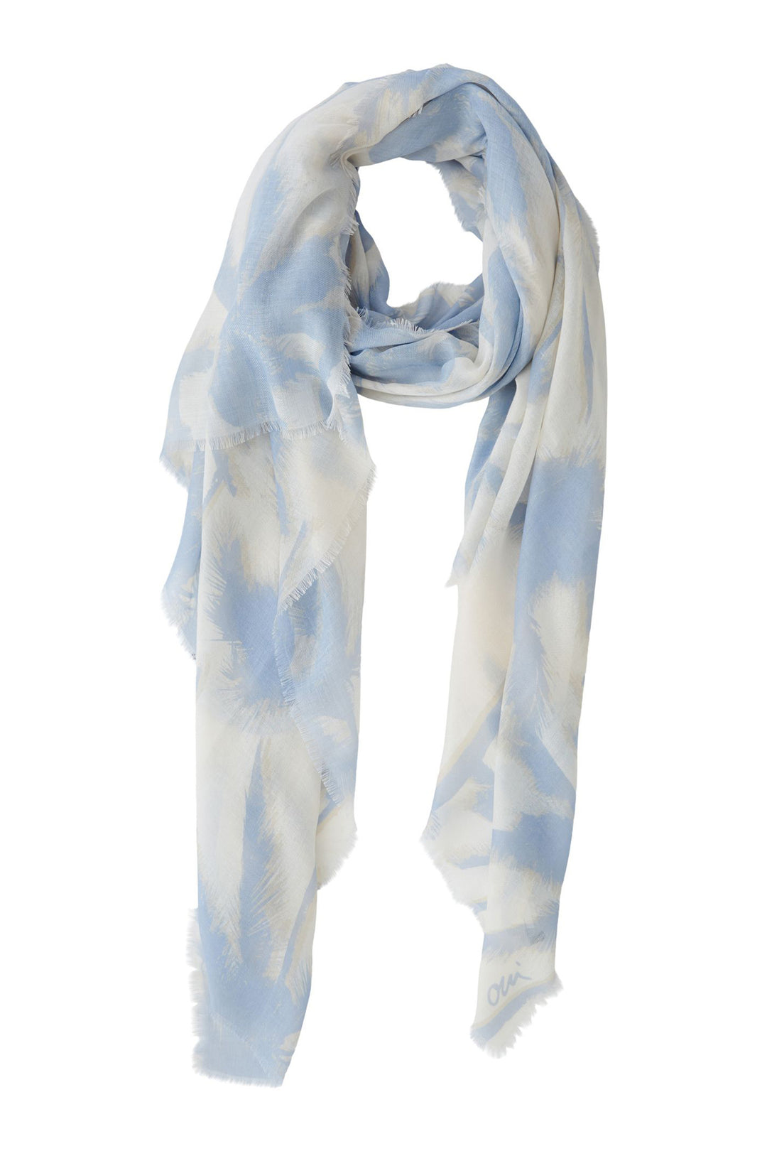 Oui Scarf White Blue 92986 0105 - Olivia Grace Fashion